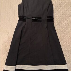 Calvin Klein Black and White belted Dress size 6